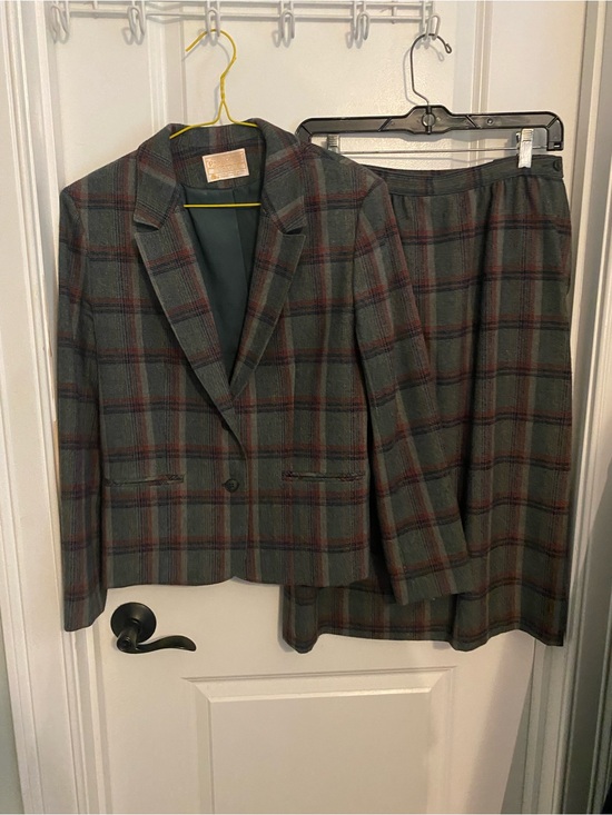 Pendleton Jackets & Blazers - Vintage Pendleton Wool Green Plaid Blazer and Skirt Set